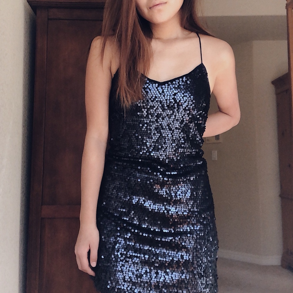 Express Navy Sequins Dress